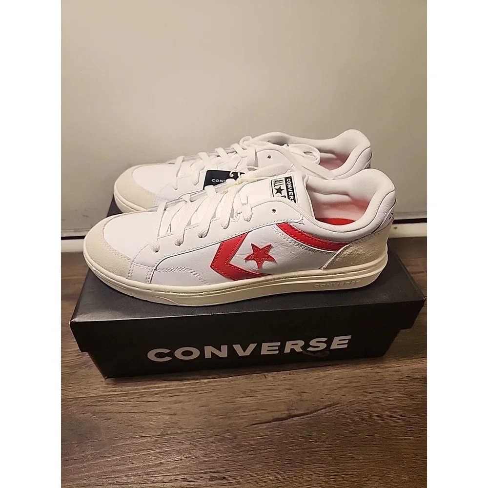Size 8 Converse Men's Pro Blaze‎ Classic Retro '90s White Red Egret Shoes New - Picture 3 of 5